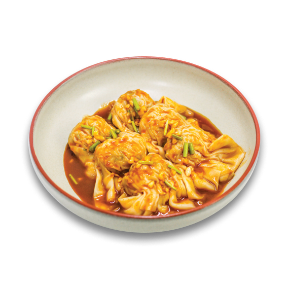 Wonton Babi Rebus Saus Bawang Asam Pedas