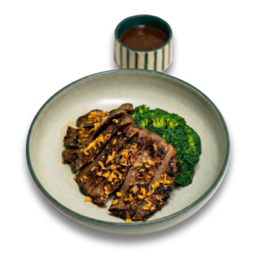 Rib-Eye Dengan Brokoli Dan Bawang Putih